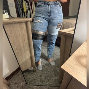 Hollister Blue Patchwork Boyfriend Jeans